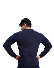 Elegant – Navy Blue Mock Neck Zipper