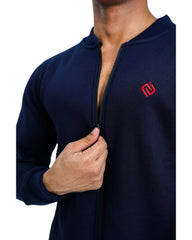 Elegant – Navy Blue Mock Neck Zipper