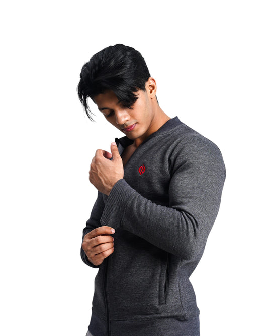 Stylish - Grey Mock Neck Zipper