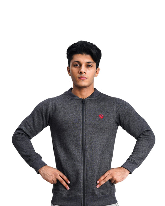 Stylish - Grey Mock Neck Zipper