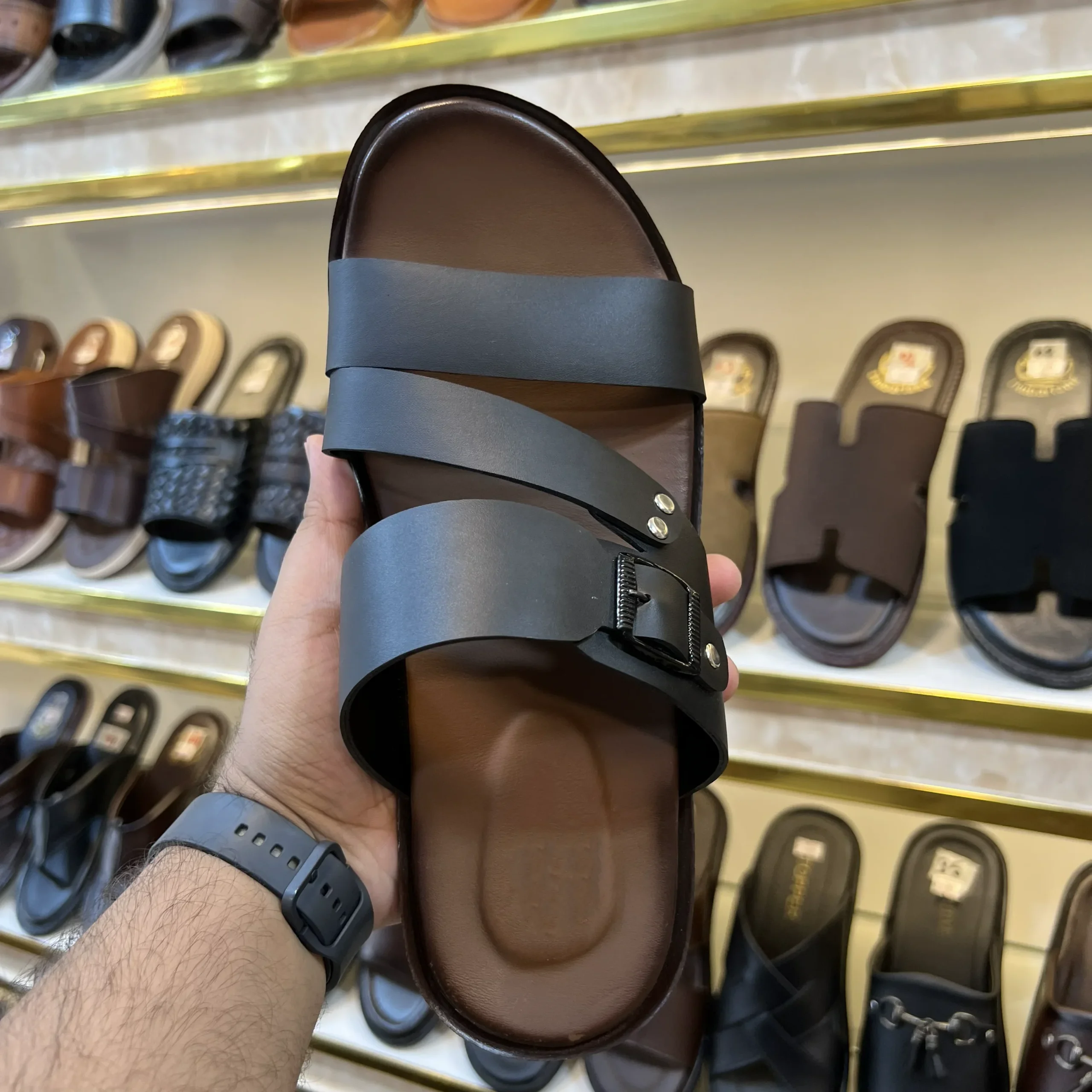 Buckle Strap Sandal – Dark Brown Buckle Strap Sandal – Black - Image 1