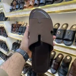 Cut-Out Suede Slides - Brown