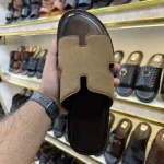 Cut-Out Suede Slide - Badge