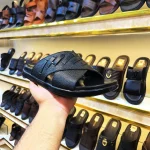 Leather Crossover Slide - Black - Image 2