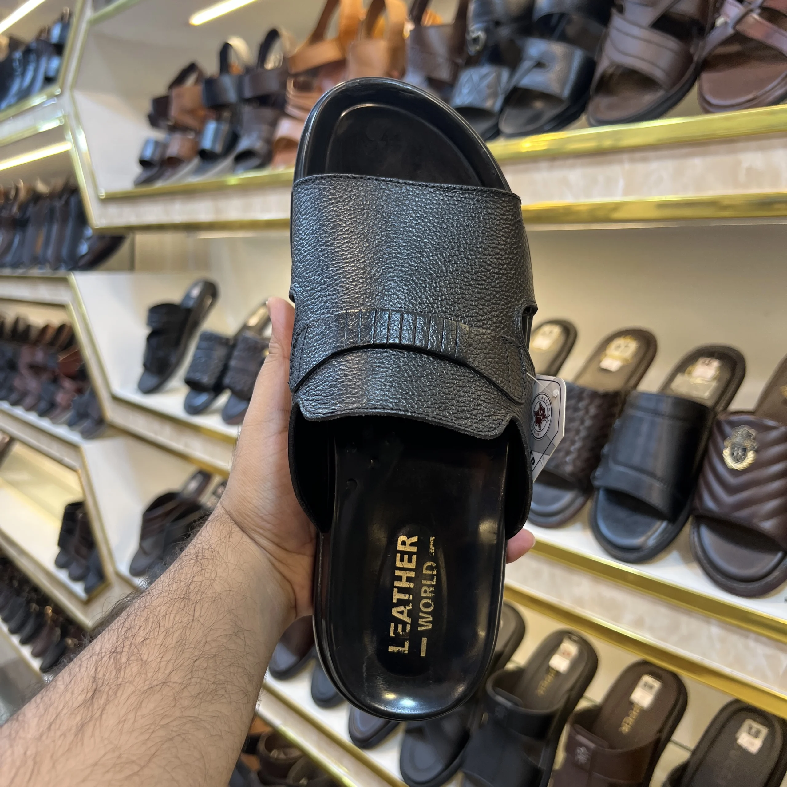 Leather Jumpy Slide - Black (1) Leather Strap Slide - Black - Image 1